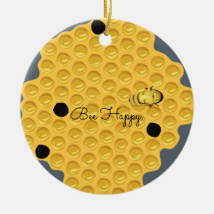 Bin Lycklig och Honeycomb Julgransprydnad Keramik