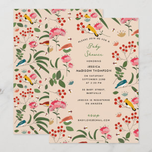 Bin med botaniska babyskor i hand plockade Blommig Inbjudningar