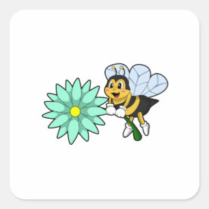 Bin med Flower.PNG Fyrkantigt Klistermärke
