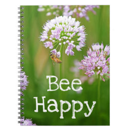 Bin med Lila Allium Garden Flower Motivational Anteckningsbok