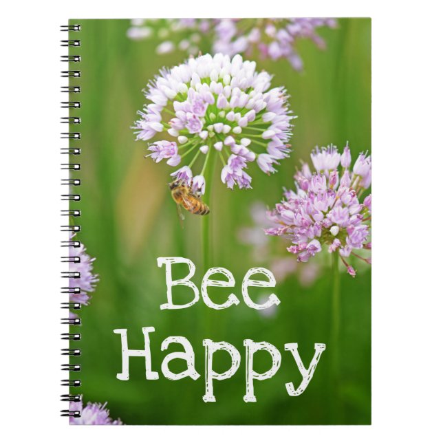 Bin med Lila Allium Garden Flower Motivational Anteckningsbok (Framsidan)