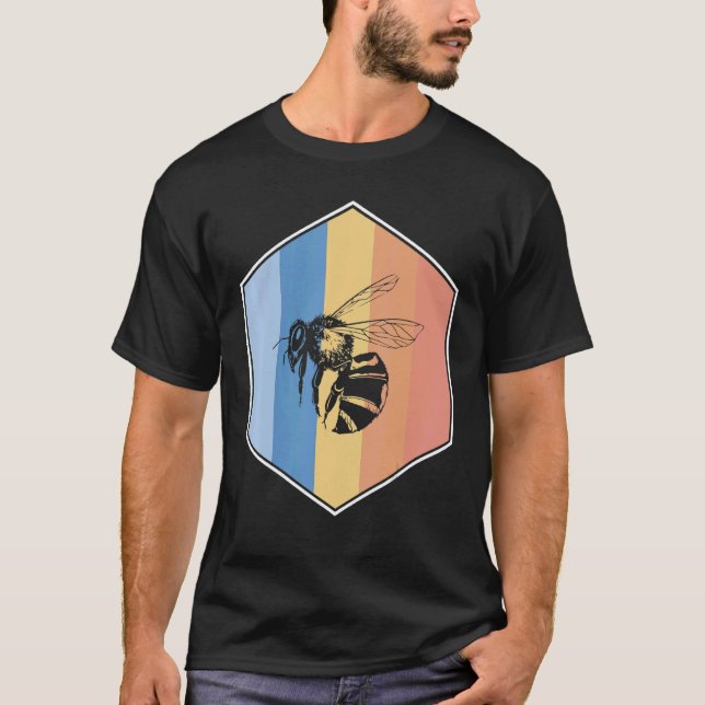 Bin med Retro Färg i en hexagon T Shirt (Framsida)