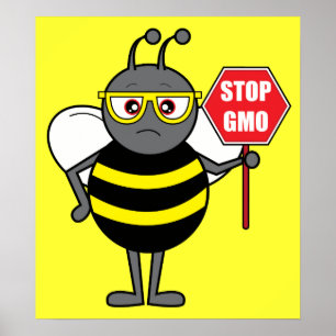 Bin med stoppskylt: GMO Poster
