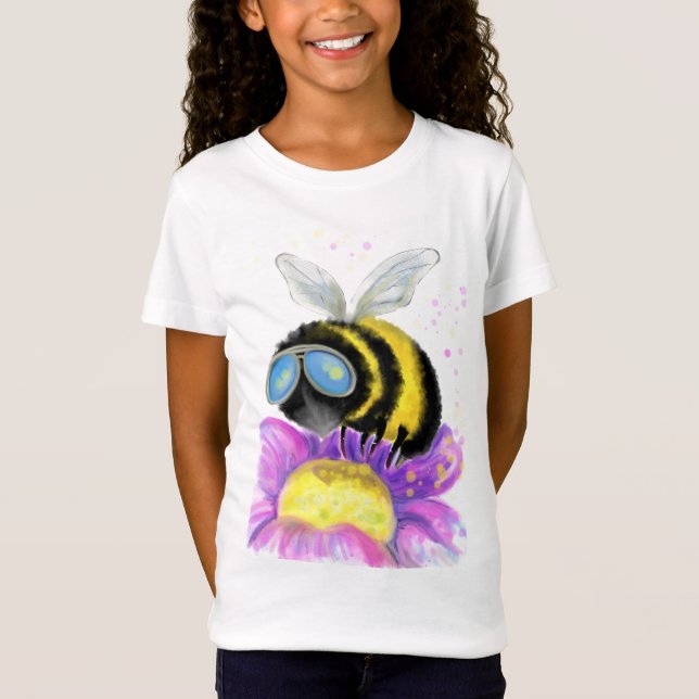 Bin med Sunglasses Funny Barn T-Shirt (Framsida)