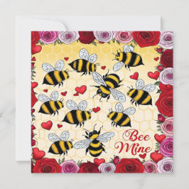 Bin Mine Blommigt Kärlek Ram Flat Helgdag Card Julkort