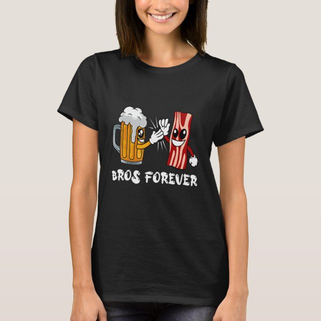 Bin och bacon Bacon Bros Forever Beer Drinker Gri T Shirt (Framsida)