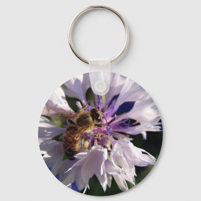 Bin och blå blomma nyckelring (Framsida)