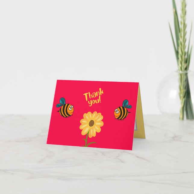 Bin och blomma tack kort (Framsida)