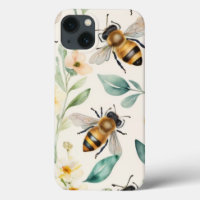 Bin och blommor - Blommigt av Cream Honungsbin Mön