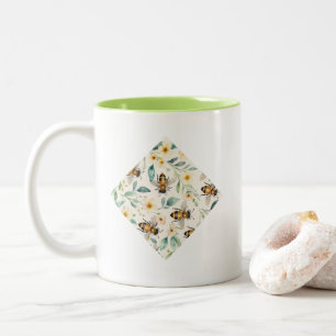 Bin och blommor - Blommigten Cream Honungsbin Diam Två-Tonad Mugg