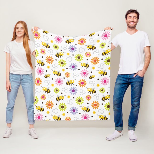Bin och blommor fleecefilt (På plats)