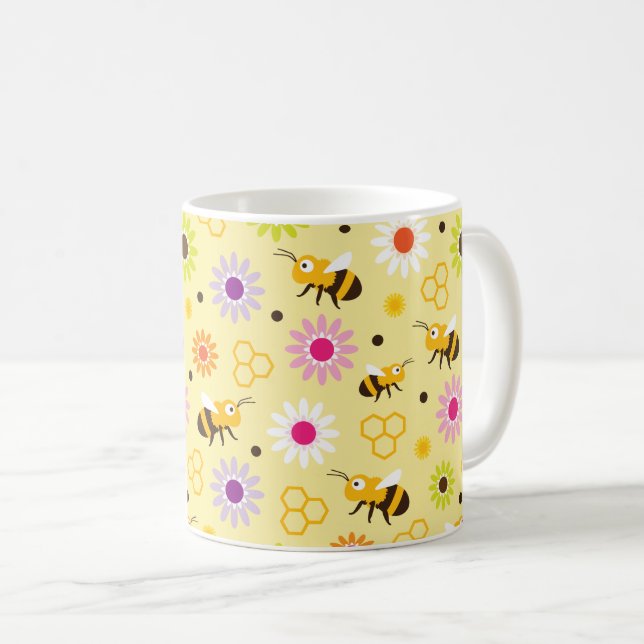 Bin och blommor kaffemugg (Framsida höger)