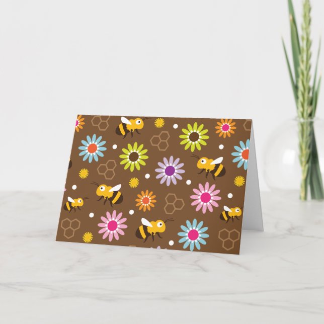 Bin och blommor kort (Framsida)