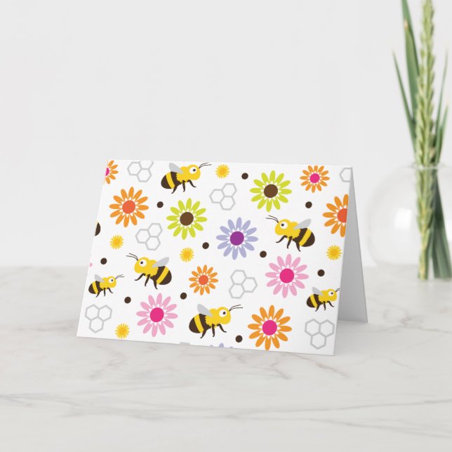 Bin och blommor kort (Framsida)