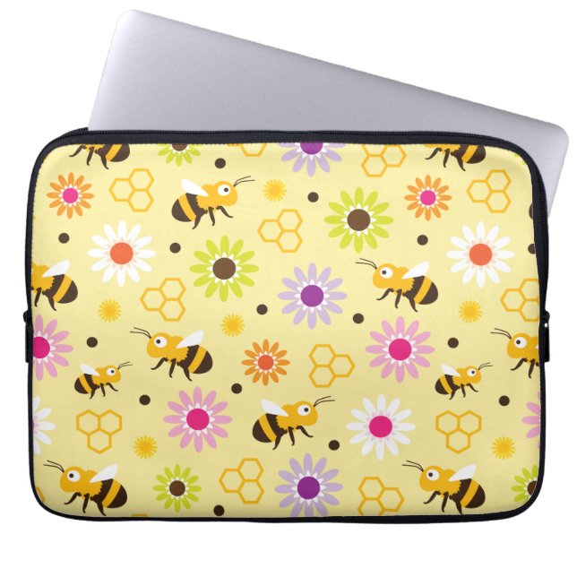 Bin och blommor laptop fodral (Framsidan)