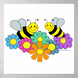 Bin och blommor Poster