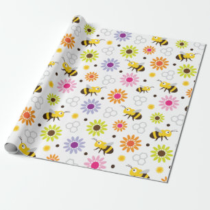 Bin och blommor presentpapper