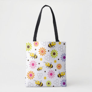 Bin och blommor tygkasse