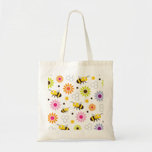 Bin och blommor tygkasse