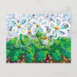 bin och blommor vykort