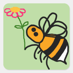 Bin- och blomstickare 20 per lakan fyrkantigt klistermärke