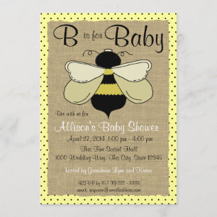 Bin- och Burlap Baby Shower Inbjudningar