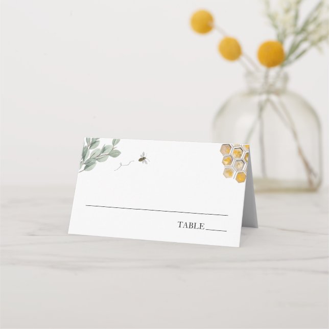 Bin- och eukalyptus Shower Place Card Placeringskort (Framsida)