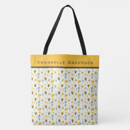 Bin och Flower Mönster personalize Tote Bag Tygkasse