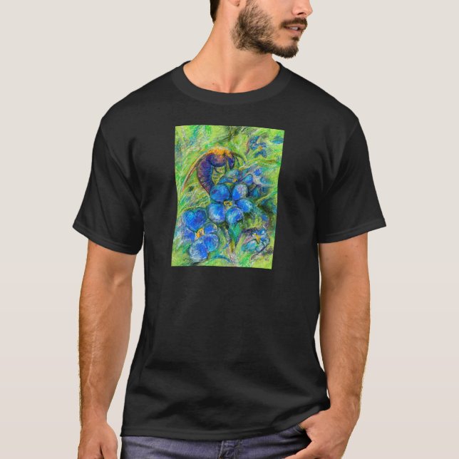 Bin och glöm mig-inte Blommor T-shirt (Framsida)