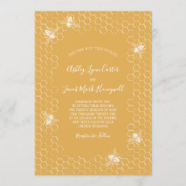 Bin och Golden Honeycomb Bröllop Inbjudningar