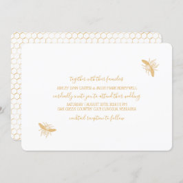 Bin och Golden Honeycomb Mönster Bröllop 2 Inbjudningar