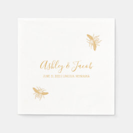 Bin och Golden Honeycomb Mönster Bröllop Pappersservett