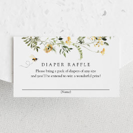 Bin och Gult Wildblommor Diaper Raffle Tilläggskort