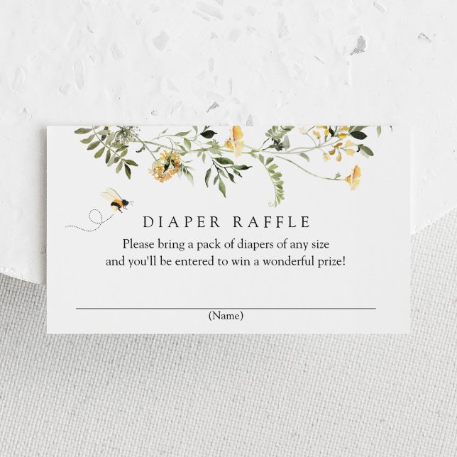 Bin och Gult Wildblommor Diaper Raffle Tilläggskort (Skapare uppladdad)
