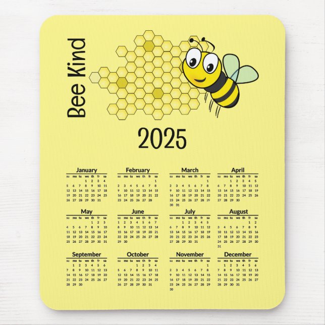 Bin och Honeycomb 2025 Kalender Musmatta (Framsidan)