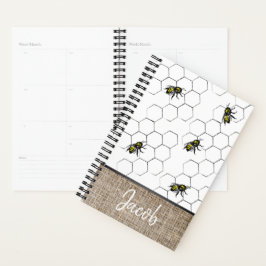 Bin och Honeycomb Faux Burlap | Monogram