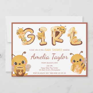 Bin och honung Söt brev Babydusch Inbjudningar