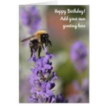 Bin- och lavenderblommor, födelsedagskort