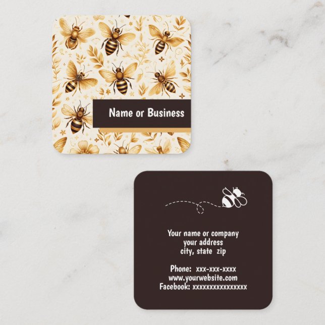 Bin och löv fyrkantigt visitkort (Fram/baksida)