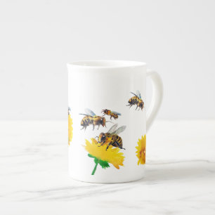 Bin och maskrosor benporslin mugg