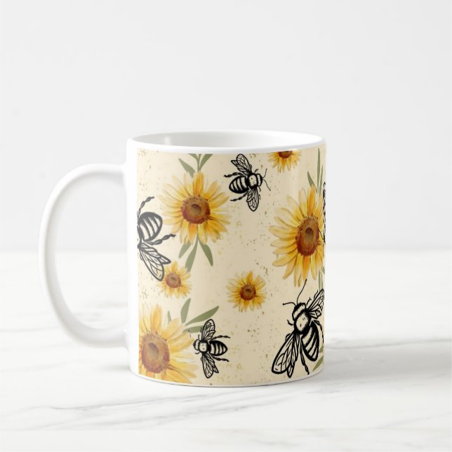 Bin och solrosvanilj kaffemugg (Vänster)