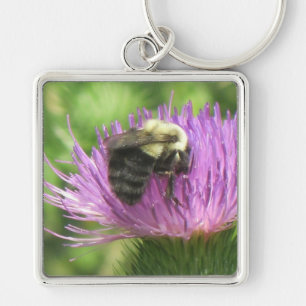 Bin och Thistle-nyckelkedja Fyrkantig Silverfärgad Nyckelring