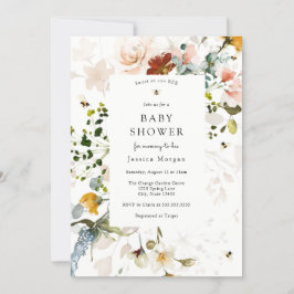 Bin- och Vintage-Blommigt, babyinbjudan Inbjudningar