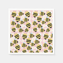 Bin och vita blommor pappersservett