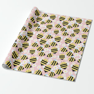 Bin och vita blommor presentpapper
