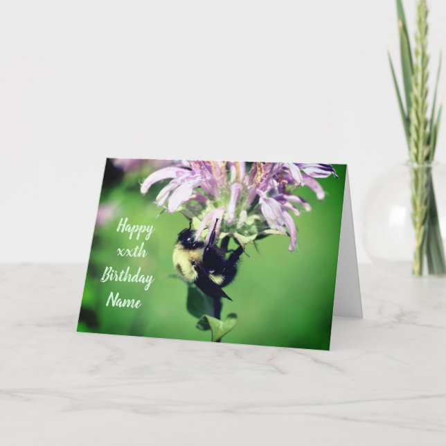 Bin på bibalm Blommor Personlig födelsedag Kort (Framsida)