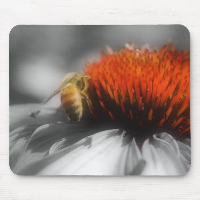 Bin på Blommor nära Black White Mousepad Musmatta (Framsidan)