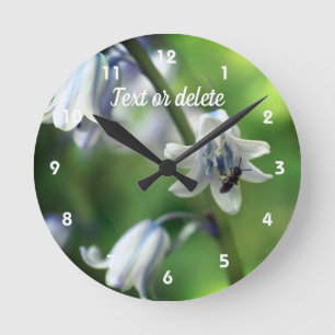 Bin på Bluebell Flower Personlig Rund Klocka