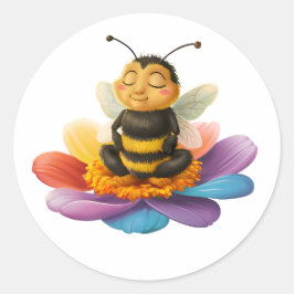 Bin på en brant blomma som gör Yoga Runt Klistermärke