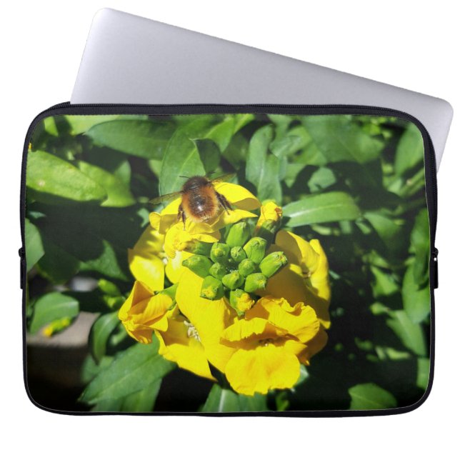 Bin på Gula blommor Laptop Fodral (Framsidan)